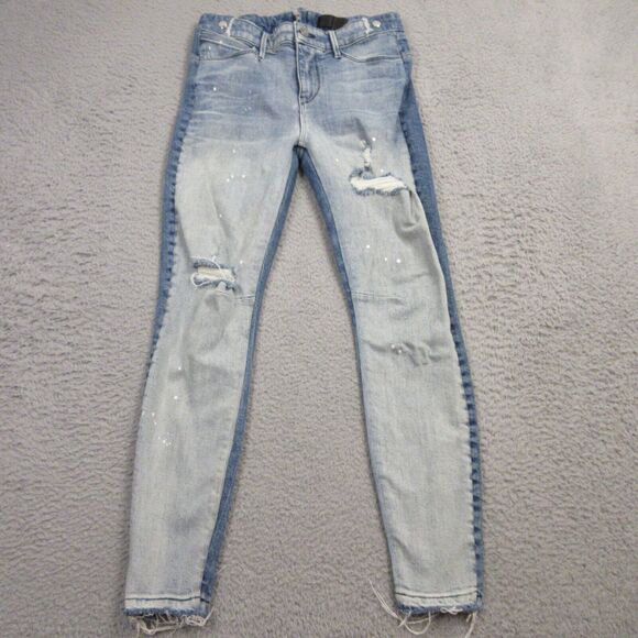 RTA Womens Skinny Jeans size 26 Distressed 2 Tone Ankle Fray Hem - Picture 1 of 11